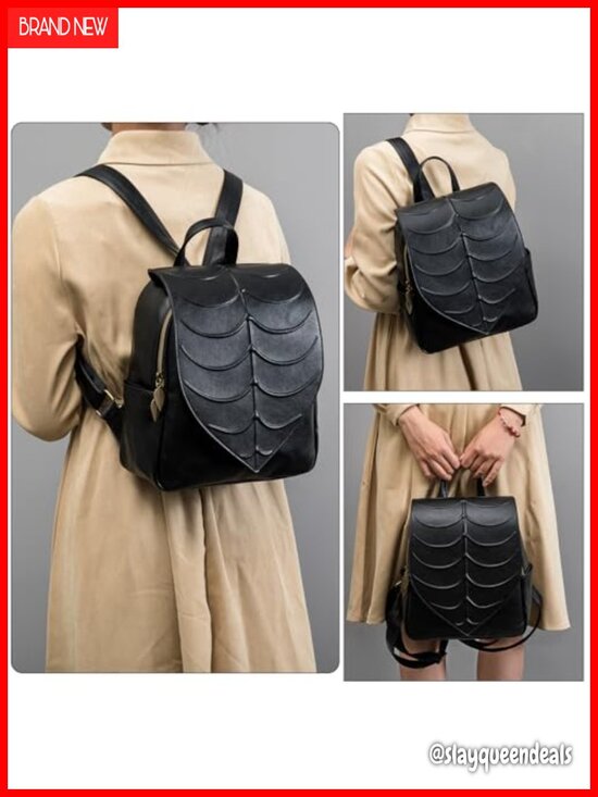 PU Leather Forest Leaf Travel Backpack, Adjustable Straps, Fits 13\